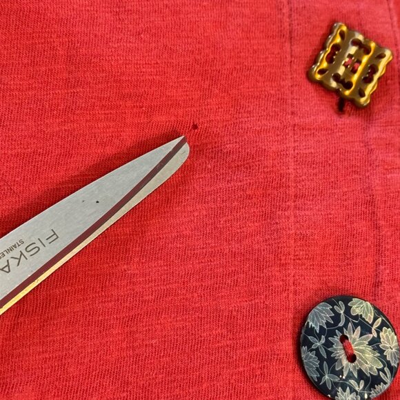 Soft Surroundings Top L Coral Button Front Tunic Asymmetrical Hem - Picture 7 of 8